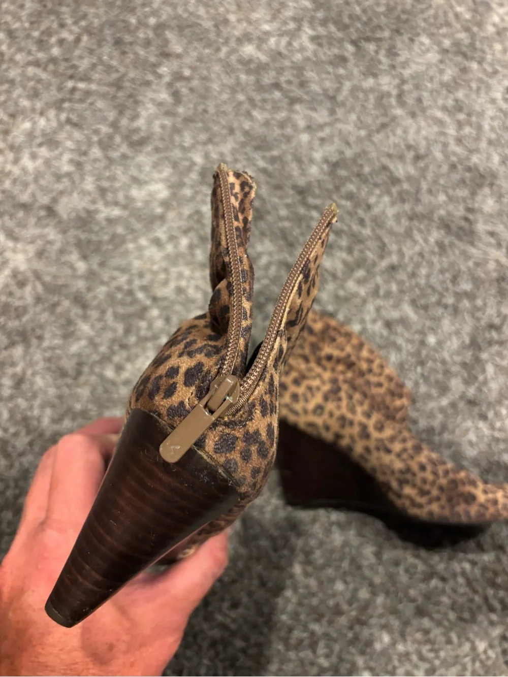 Impo Leopard-Print Wedge Ankle Boots in Tan and Black